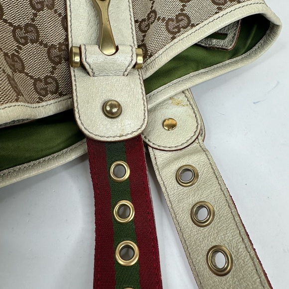 GUCCI Grommet Canvas GG sherryline tote bag - Picture 8 of 13